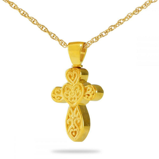 Elegant Cross Gold Steel Keepsake